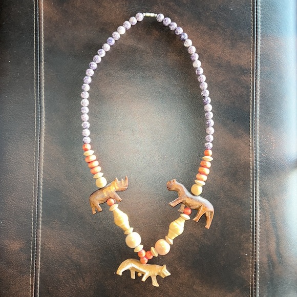 Wood & Manmade Materials Barrel Clasp Necklace - Picture 7 of 11